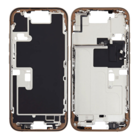 iPhone Frame, Chassis - Frame without back glass iPhone 16 Pro, without charging port, without battery, Titanium Sand (Original 