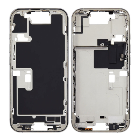 Back Cover, Rear Frame - iPhone 16 Pro Rear Chassis Charging Connector without Rear Glass without Battery Titanium White (Origin