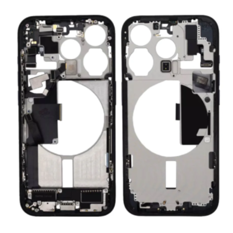 Châssis, Cadre - Châssis iPhone 15 Pro Connecteur de Charge sans Vitre Arrière sans Batterie Titane Bleu (Original Demonté) Grad