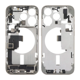 Châssis, Cadre - Châssis iPhone 15 Pro Connecteur de Charge sans Vitre Arrière sans Batterie Titane Naturel (Original Demonté) G