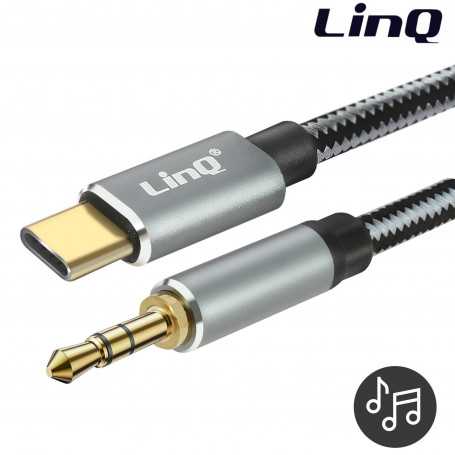 Câble Audio Type-C Mâle / Jack 3,5mm Mâle Nylon Tressé 1.5m LinQ TPC3518