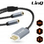 Adaptateur Audio USB Mâle / 2 Jack 3.5mm Femelles Nylon Tressé 30cm LinQ U3532