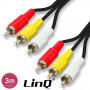 Audio Cable 3 RCA Male / 3 RCA Male Nylon Braided 3m LinQ 3R30