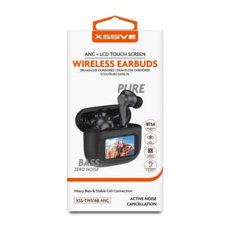 Earphones, Headphones - XSSIVE Wireless Earbuds with ANC and LCD Touch Screen XSS-TWS16BANC – Black, wholesale price