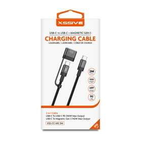 Chargeur, Connecteur - Câble de Charge 2-en-1 USB-C/USB-C et Magnétique Gen3 2m XSSIVE XSS-CC-MS 2m - Noir, prix de gros.