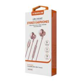 Headphones, Earphones - XSSIVE Stereo Headphones USB-C XSS-EP18P - Purple, wholesale price