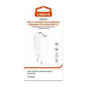 Charger, Power Adapter - 22W PD Fast Charger with Wireless Charging for Smartwatch XSSIVE XSS-AC83 - White, wholesale price