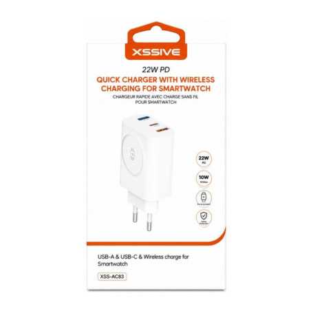 Chargeur, Adaptateur - Chargeur Rapide 22W PD avec Charge Sans Fil pour Smartwatch XSSIVE XSS-AC83 - Blanc, prix de gros.