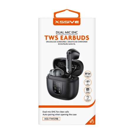 Earbuds, Headphones - XSSIVE XSS-TWS19B ENC+Display Bluetooth Earphones - Black, wholesale price