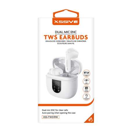 Earbuds, Headphones - XSSIVE XSS-TWS19W ENC+Display Bluetooth Earphones - White, wholesale price