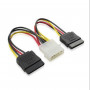 Power Adapter 4 pin Male / 2 * 15 Pin SATA angled Female