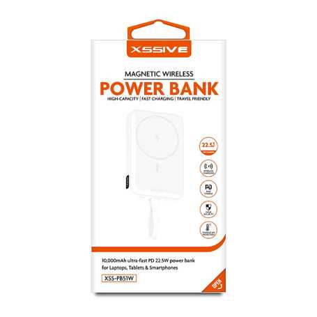 Portable Charger, Battery Pack - Power Bank 10000mAh USB-C Cable XSSIVE XSS-PB51W - White, wholesale price