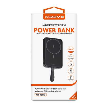Portable Charger, Battery Pack - Power Bank 10000mAh USB-C Cable XSSIVE XSS-PB51B - Black, wholesale price