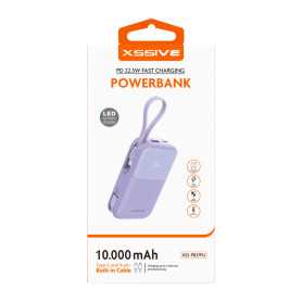 Power Bank 10000mAh XSSIVE XSS-PB37PU Violet avec Câble USB-C/Lightning - Recharge Rapide et Fiable