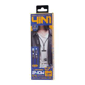 Câble Collier Ajustable USB/Type-C vers Lightning Tressé Power Delivery 240W - Remax C7 1.5M - Haute Performance Tarnish