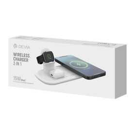 Chargeur Sans Fil Magnétique 3 en 1 Devia Smart - iPhone 15W, AirPods 3W, iWatch 2W - Optimisez Votre Chargement