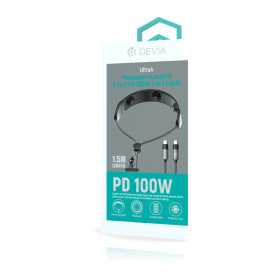 Câble Type C / Type C Masseur PD 100W 1.5M - Devia Ultra 4 Gris | Performance et Durabilité