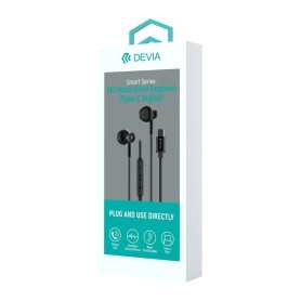 Casque, Écouteurs - Écouteurs Filaires Métalliques Type-C Devia Smart Series M2 EM111 - Noir, prix de gros.