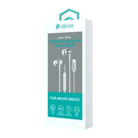Écouteurs Intra-auriculaires Filaires en Métal Jack 3,5 mm Devia Smart Series M1 EM110 - Blanc, prix de gros.