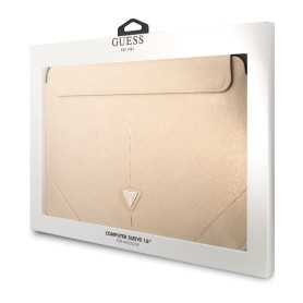 Laptop Sleeve, Case - Guess Saffiano Triangle Computer Sleeve GUCS16PSATLE - 16" Beige, wholesale price