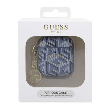 Cover, Shell - Protective Case for AirPods/AirPods 2 Cube Classic Logo GUESS GUA2HGCFSEB - Blue, wholesale price