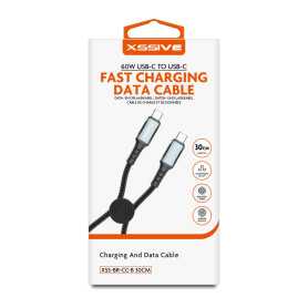 Cable, Cord - Braided USB-C / USB-C 60W 30CM XSSIVE XSS-BR-CC-B 30CM - Black, wholesale price