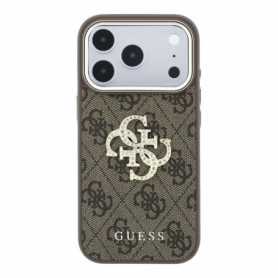 Coque Guess 4G PU Big Strass Logo Marron pour iPhone 18 Pro / Pro Max