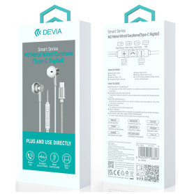 Écouteurs Filaires Métalliques Type-C Devia Smart Series M2 EM111 - Argent