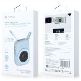 Power Bank Magnétique 22.5W avec 2 Câbles Intégrés - Série Extreme Speed MINI - (9600mAh) - Bleu