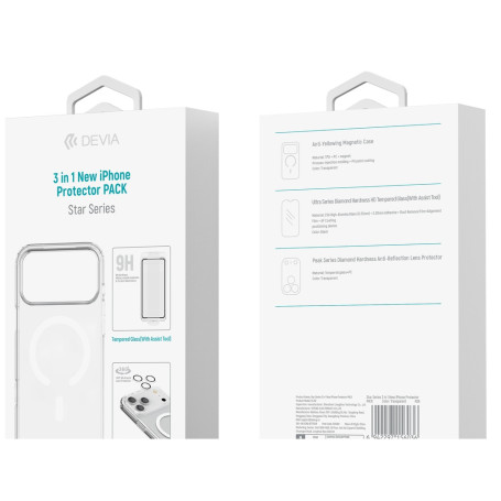 Pack de Protection 3 en 1 Coque + Verre Trempé + Protection Caméra Devia Star Series pour iPhone 18 Pro/Pro Max