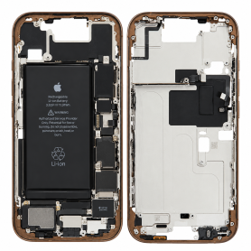 iPhone Frame, Chassis - Frame without back glass iPhone 16 Pro, without charging port, with battery, Titanium Sand (Original dis