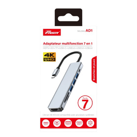 Multifunction 7-in-1 Type-C Adapter to HDTV / SD / TF / USB-C / USB - FASR AD1