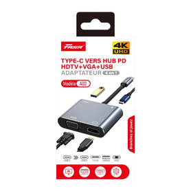 Adaptateur Multifonction 4-en-1 Type-C vers PD HDTV / VGA / USB 3.0 / Type-C - FASR AD2