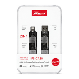 Câble De Données De Charge Rapide Tressé 2 In1 Lightning / USB-C USB-A / USB-C 240W FASR FS-CA38 - 1.2M