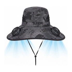 Chapeau de Soleil avec 2 Ventilateurs Solaire Camouflage