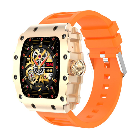 Montre Connectée Homme Étanche et Ultra Longue Autonomie avec Appels Bluetooth / Suivi Santé et Fitness FASR FS-M3 - Orange