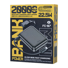 Portable Charger, Battery Pack - Power bank with fast charging cables 22.5W 20,000mAh FC-07 REMAX - Tarnish, wholesale price