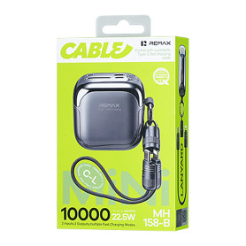 Charger, Battery Pack - REMAX MH159-B Portable Power Bank with USB-C & Lightning Cables 22.5W 20000mAh - Black, wholesale price