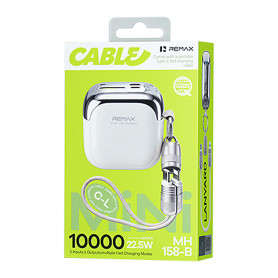 Power Bank, Charger - REMAX MH159-B Portable Power Bank with USB-C & Lightning Cables 22.5W 20000mAh - White, wholesale price