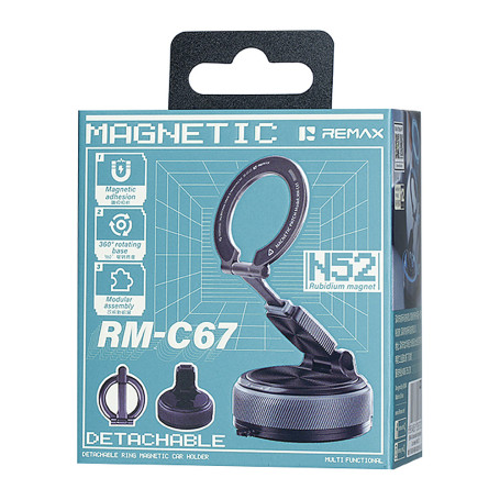 Support de Téléphone Magnétique Pliable pour Voiture avec Anneau Amovible REMAX RM-C67 - Gris