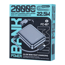 Portable Charger, External Battery - Power bank with fast charging cables 22.5W 20,000mAh FC-07 REMAX - Silver, wholesale price