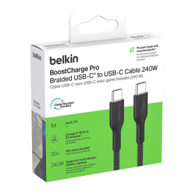Braided USB-C / USB-C Cable 240W 1M BELKIN CAB025hq1MBK - Black