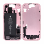 Pink iPhone 15 chassis without back glass, with charging connector and battery (original, removed) - Grade B | Etech-Parts