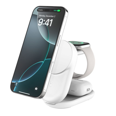 Station de Recharge Magnétique 3-en-1 Qi2 (25W) BELKIN WIZ037kqWH - Blanc