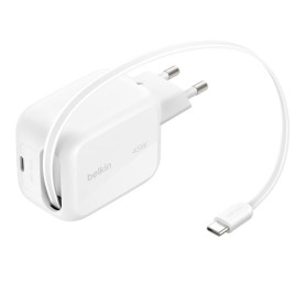 USB-C GaN Wall Charger with Cable Retractable (45W) BELKIN WCH023kqWH - White