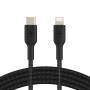 Braided Cable USB-C to Lightning 1M BELKIN CAA004bt1MBK - Black