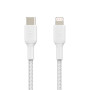 Câble Tressé USB-C vers Lightning 1M BELKIN CAA004bt1MWH - Blanc
