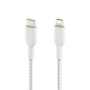 Câble Tressé USB-C vers Lightning 1M BELKIN CAA004bt1MWH - Blanc