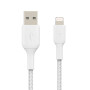 Câble Tressé Lightning 1M BELKIN CAA002bt1MWH - Blanc