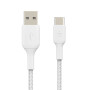 Câble Tressé USB-C / USB-A 3M BELKIN CAB002bt3MWH - Blanc